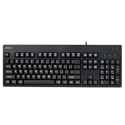 Adesso TAA Compliant Fingerprint Keyboard with AES 256 Encryption USB Wired Full Size 104 Key Layout Windows Hello Compatible Made in Taiwan for Government Business Education AKB-630FB-TAA - Image 4