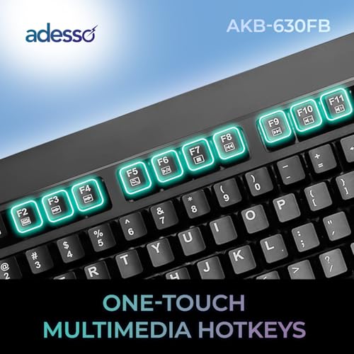 Adesso TAA Compliant Fingerprint Keyboard with AES 256 Encryption USB Wired Full Size 104 Key Layout Windows Hello Compatible Made in Taiwan for Government Business Education AKB-630FB-TAA - Image 5