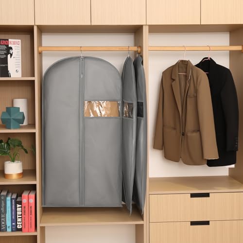 Kimmama Dress Bags for Gowns, Garment Bags for Hanging Clothes, Garment Protector Cover for Wedding Dress, Suit, Dance Costumes, Coat, PEVA, Grey, 23.6" x 65" - Image 3
