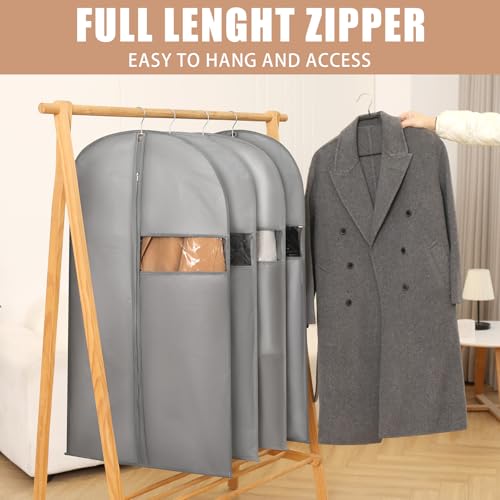 Kimmama Dress Bags for Gowns, Garment Bags for Hanging Clothes, Garment Protector Cover for Wedding Dress, Suit, Dance Costumes, Coat, PEVA, Grey, 23.6" x 65" - Image 4