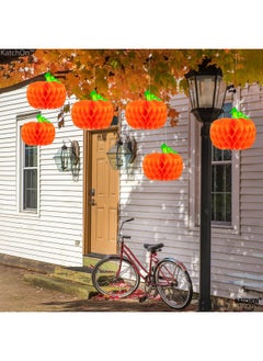 KATCHON KatchOn, Pumpkin Table Centerpieces - Big 10 Inch, Pack of 6 | Honeycomb Paper Pumpkins for Thanksgiving Decorations for Table | Paper Pumpkins Party Decorations | Thanksgiving Decorations Indoor  - Image 5