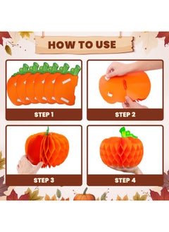 KATCHON KatchOn, Pumpkin Table Centerpieces - Big 10 Inch, Pack of 6 | Honeycomb Paper Pumpkins for Thanksgiving Decorations for Table | Paper Pumpkins Party Decorations | Thanksgiving Decorations Indoor  - Image 3