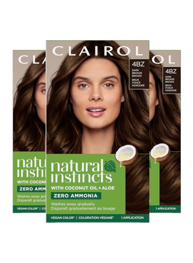 Clairol Natural Instincts DemiPermanent Hair Dye 4BZ Dark Bronze Brown Hair Color Pack of 3 - Image 1