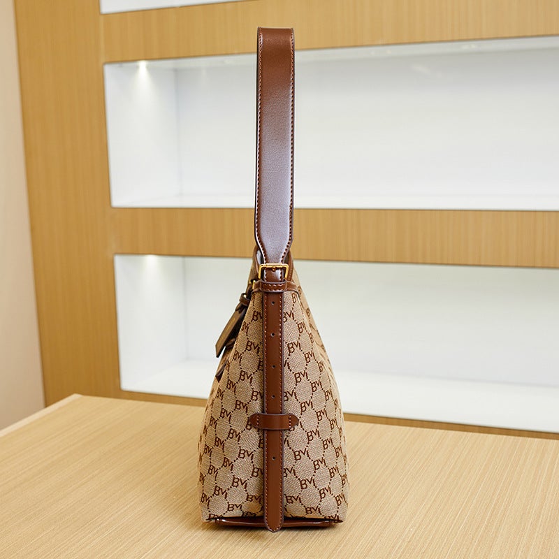 Bag Women'S Commuter Vintage Printed Tote Bag High-End Sense Large Capacity Fashionable Shoulder Crossbody Bag - Image 4