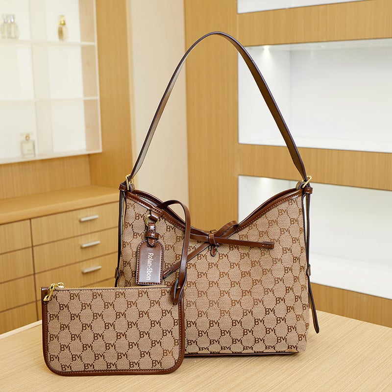 Bag Women'S Commuter Vintage Printed Tote Bag High-End Sense Large Capacity Fashionable Shoulder Crossbody Bag - Image 3