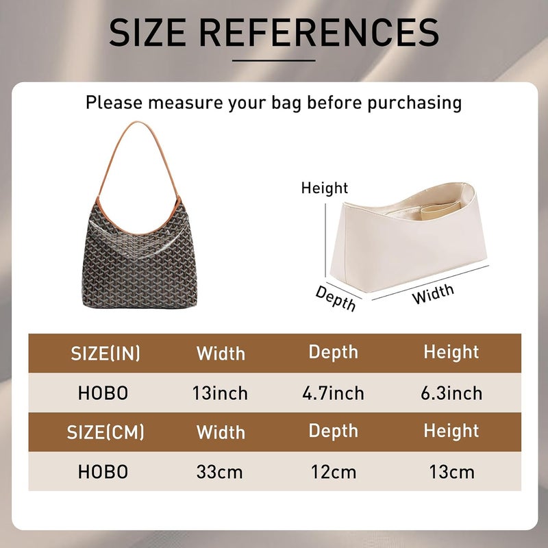 Doxo Nylon Purse Organizer Insert, Bohème Hobo Shoulder Bag Organizer Insert, Tote Bag Insert for Goyard Hobo, Lightweight Waterproof Hobo Insert with YKK Zipper & Elastic Cup Holde, Beige - Image 2