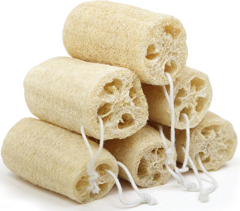 METLUCK 4" Loofah Sponges Natural Organic Luffa Loofah Bath Sponge Exfoliating Shower Body Sponge Scrubber, Pack of 6 - Image 1