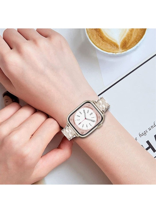 DEALELE Bands Compatible with iWatch 42mm 44mm 45mm 49mm, Bling Rhinestone Diamond Metal Replacement Strap for Apple Watch Series 8/7 / 6/5 / 4/3 / SE/Ultra Women Men (Starlight) - Image 3