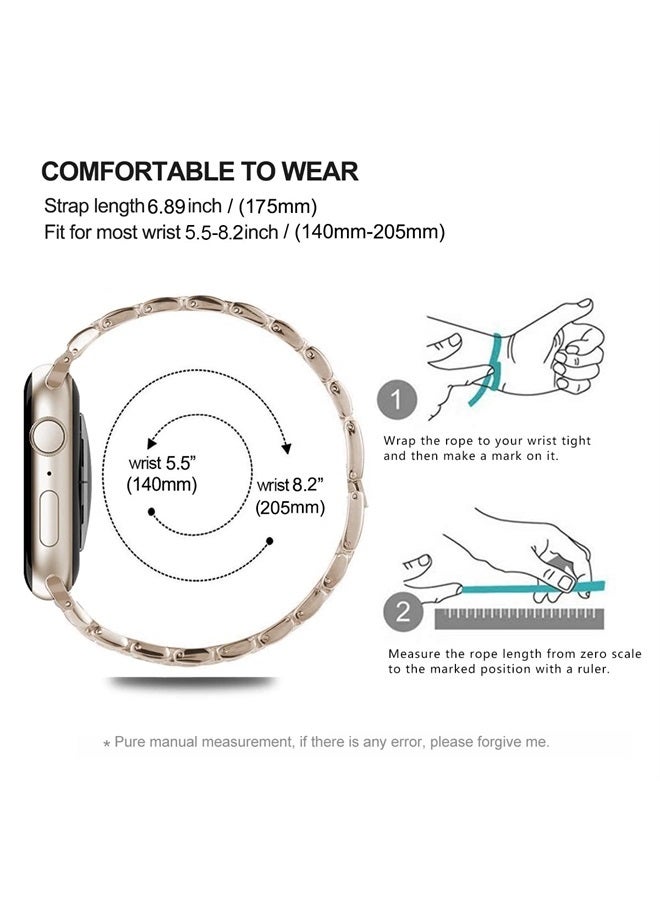 DEALELE Bands Compatible with iWatch 42mm 44mm 45mm 49mm, Bling Rhinestone Diamond Metal Replacement Strap for Apple Watch Series 8/7 / 6/5 / 4/3 / SE/Ultra Women Men (Starlight) - Image 4