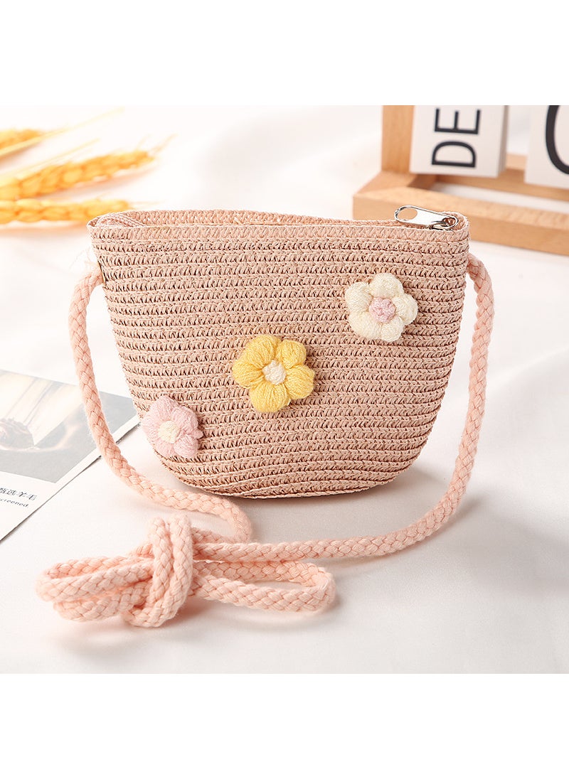Generic Girls Trendy Crossbody Mini PurseWool flower bag pink Wool flower bag pink 