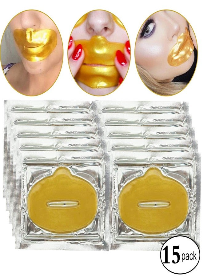 KlsyChry 24K Gold Bio Collagen Crystal Lip Mask Gel Pads for Remove Lines, Moisturizing, Anti-Wrinkle, Anti-Aging, Nourishing & Hydrating Lip Mask Sheet Patches (15Pcs/Set) - Image 1
