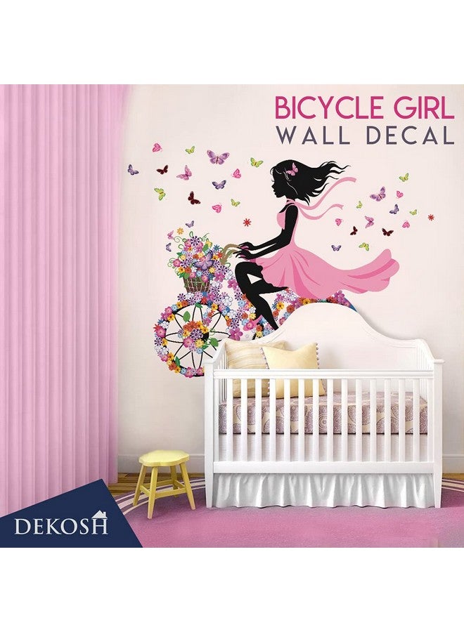 DEKOSH مجموعة ملصقات جدارية للبنات تتكون من تصميمين ; جدارية كاملة بتصاميم متعددة جميلة للبنات مع زهور وفراشات ملصقات جدارية زخرفية لغرفة نوم البنات - Image 5