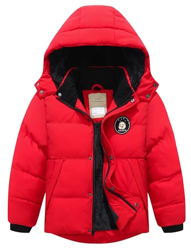 BYLESIN Kids Boy's Winter Waterproof Puffy Cotton Jacket Fleece Lined Lightweight Down Coat Thick Hooded Outdoor Coat - Image 1
