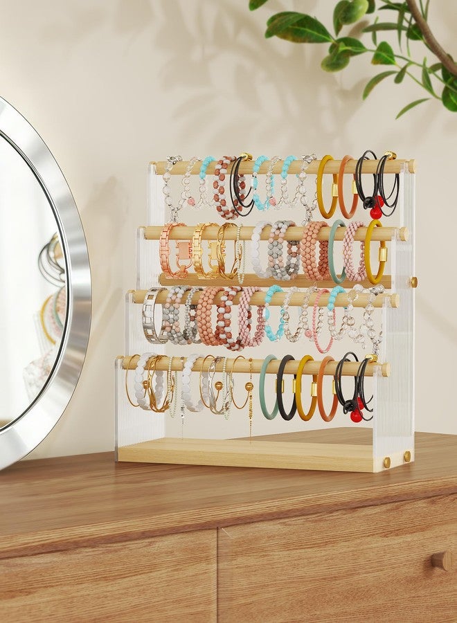 NiHome Acrylic & Wooden Bracelet Holder Display Stand - All-in-One Organizer for Bracelets, Bangles, Watches, Hair Ties & More, Space-Saving Display Solution - Image 2