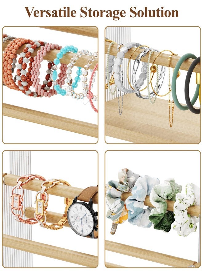 NiHome Acrylic & Wooden Bracelet Holder Display Stand - All-in-One Organizer for Bracelets, Bangles, Watches, Hair Ties & More, Space-Saving Display Solution - Image 4
