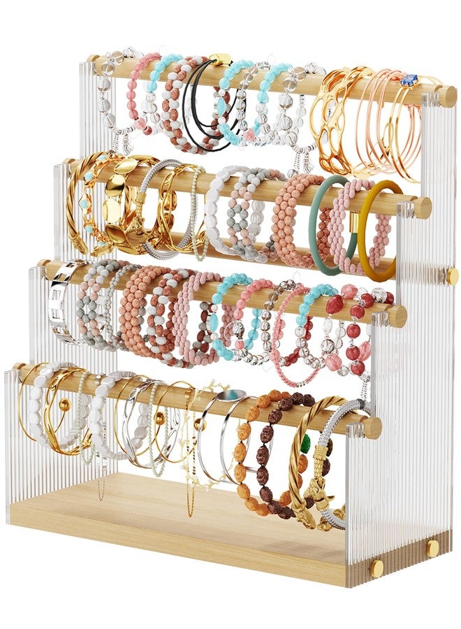 NiHome Acrylic & Wooden Bracelet Holder Display Stand - All-in-One Organizer for Bracelets, Bangles, Watches, Hair Ties & More, Space-Saving Display Solution - Image 1