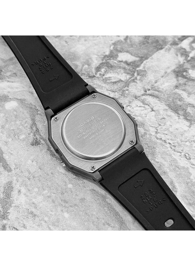 Casio Casio F91W Unisex Retro Square Black Watch Student Watch F-91Wm-1Bv With Screen Protector - Image 5