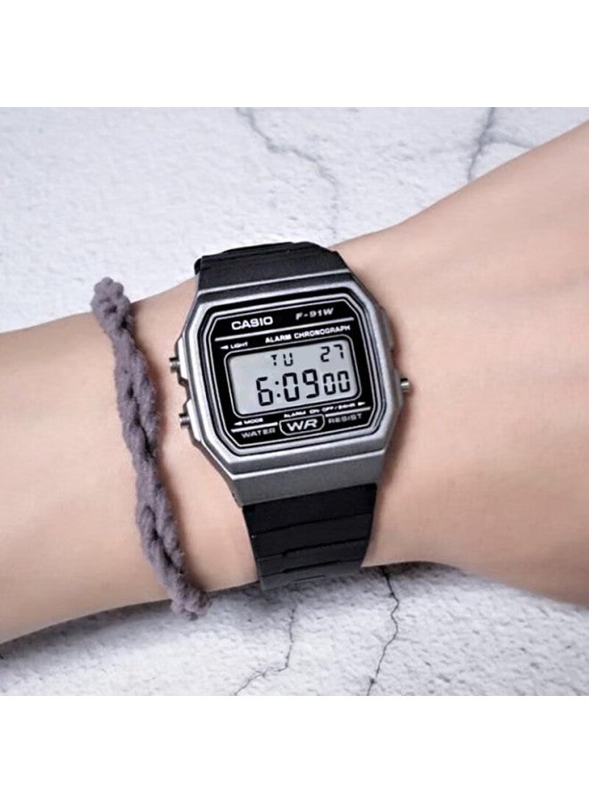 Casio Casio F91W Unisex Retro Square Black Watch Student Watch F-91Wm-1Bv With Screen Protector - Image 4