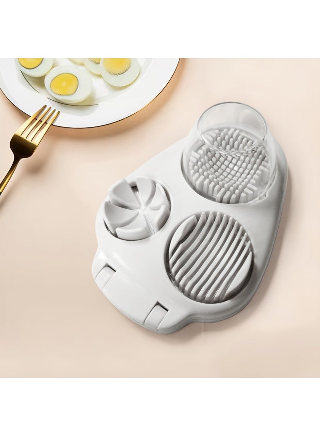 HOMESTAR 3-In-1 Egg Slicer, Stainless Heavy Duty Steel Egg Slicer Kitchen Gadget, Fit Strawberry, Apple, Banana, Cherry, Tomato, White - Image 1