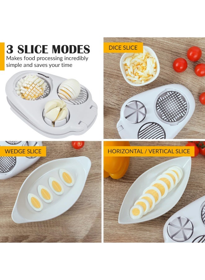 HOMESTAR 3-In-1 Egg Slicer, Stainless Heavy Duty Steel Egg Slicer Kitchen Gadget, Fit Strawberry, Apple, Banana, Cherry, Tomato, White - Image 3