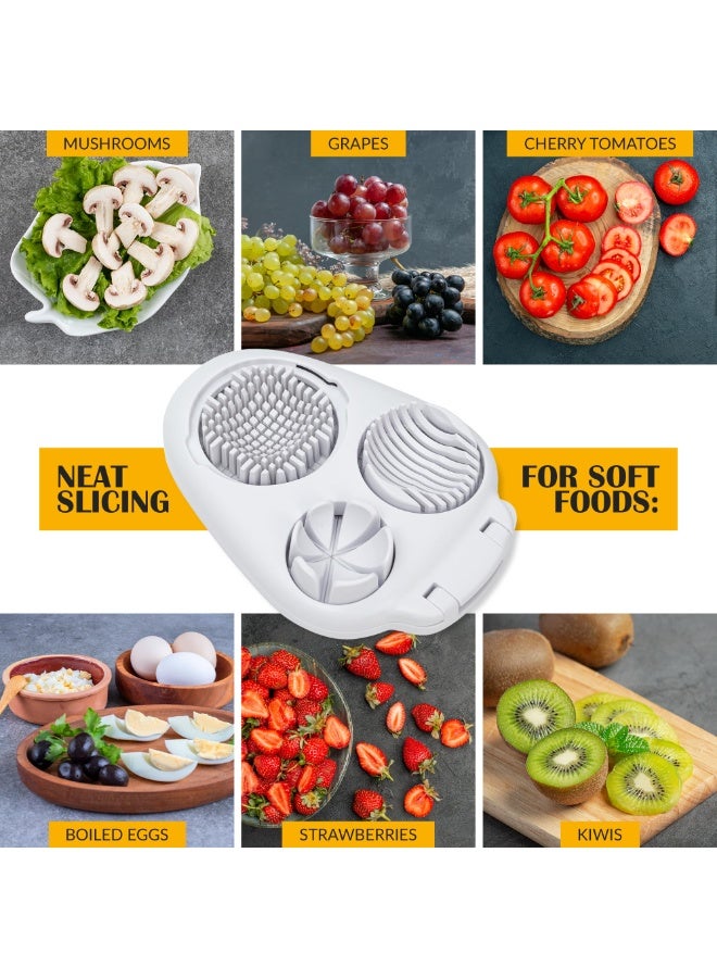 HOMESTAR 3-In-1 Egg Slicer, Stainless Heavy Duty Steel Egg Slicer Kitchen Gadget, Fit Strawberry, Apple, Banana, Cherry, Tomato, White - Image 5