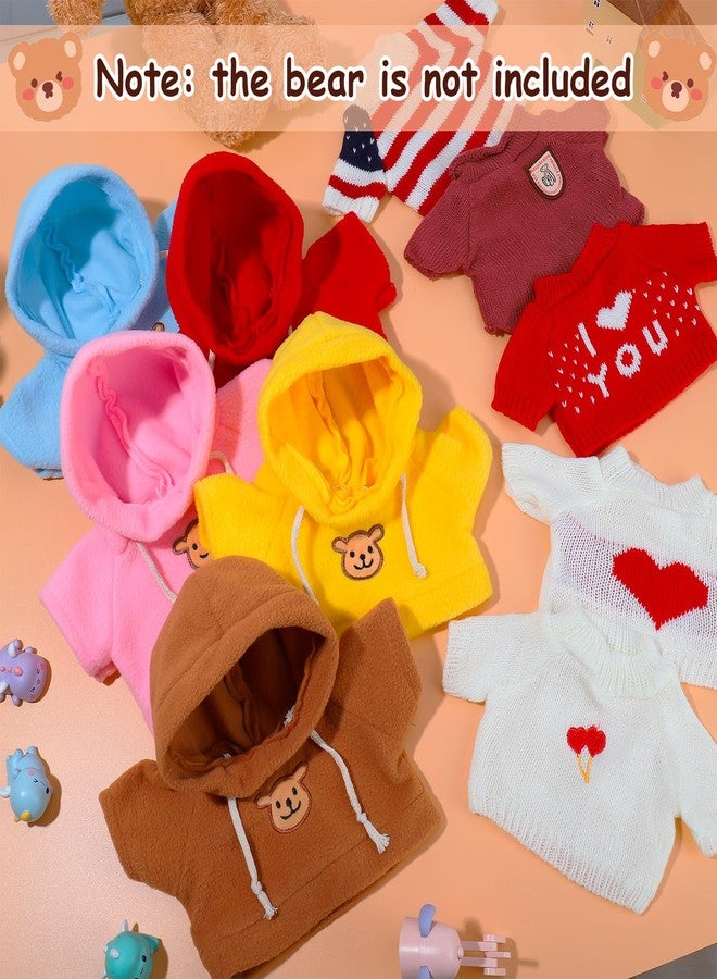 Fuyamp 10 Pcs Bear Clothes Tee Doll Clothes Bear Hoodie Sweater Fit 14-18 Inches Bears Include Cute Clothes Glasses Hat Kawaii Plush Doll Clothes DIY Bear Toy - Image 3