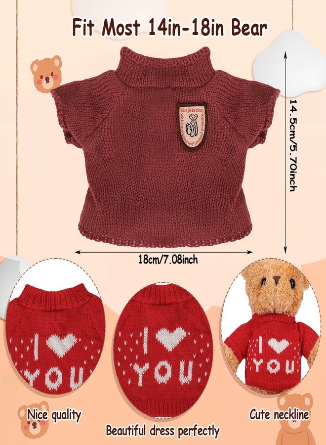 Fuyamp 10 Pcs Bear Clothes Tee Doll Clothes Bear Hoodie Sweater Fit 14-18 Inches Bears Include Cute Clothes Glasses Hat Kawaii Plush Doll Clothes DIY Bear Toy - Image 2
