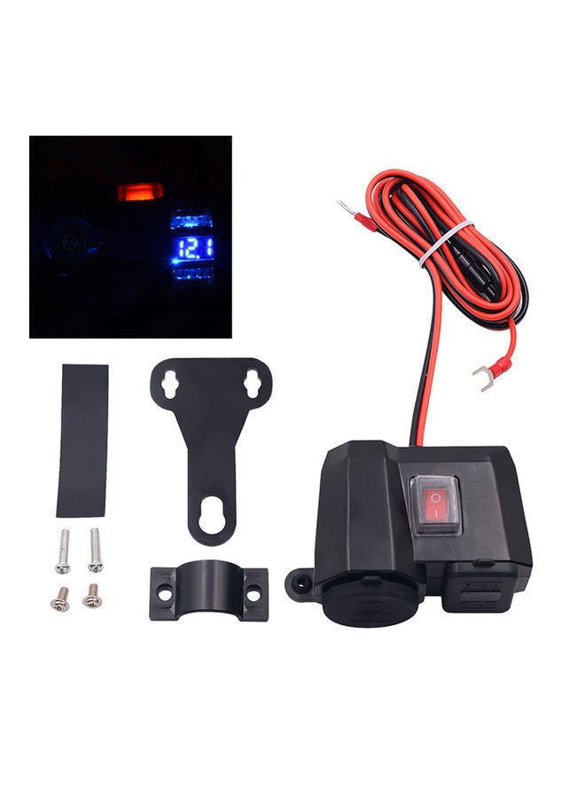 NIBEMINENT 3 in 1 Motorcycle Dual USB Charger Waterproof Lighter - Image 1