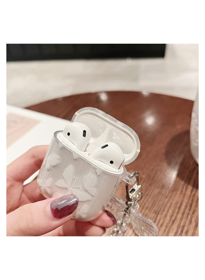 Glitter Silicone Case for Airpod Pro, Case with Keychain Glitter Butterfly Pattern Design Smooth Protective Case Soft Case Soft Touch Case Shockproof Silicone Case with Butterfly Accents for Girls - Image 2