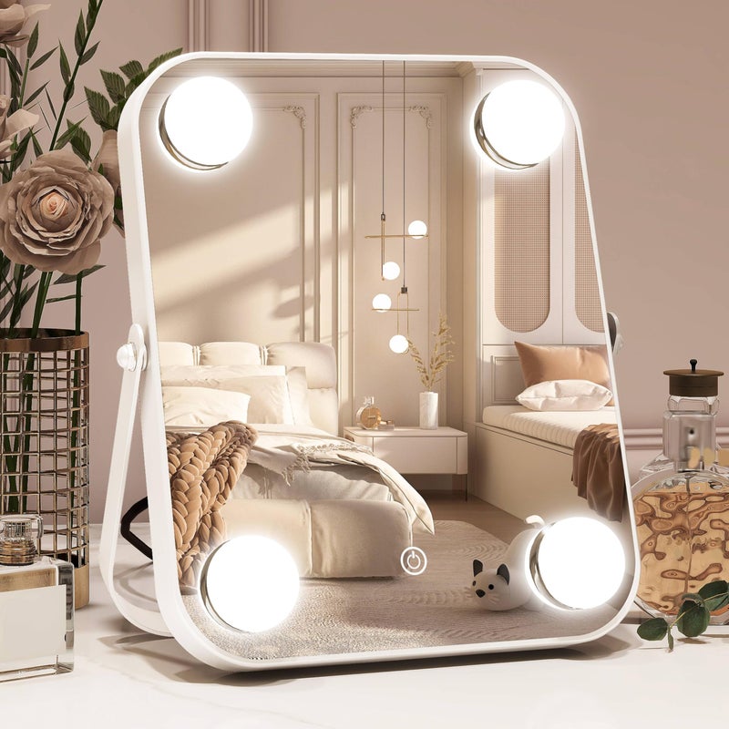 Rolove 8""X10"" Lighted Vanity Mirror Makeup Mirror With Light Dimmable Touch Screen Portable Travel Mirror With U-Shaped Bracket Cosmetic Mirror With Lights For Makeup Desk & Dressing Room - Image 1