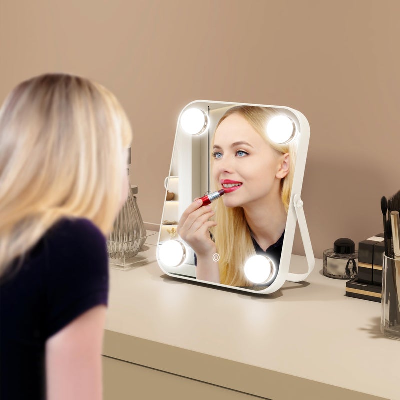 Rolove 8""X10"" Lighted Vanity Mirror Makeup Mirror With Light Dimmable Touch Screen Portable Travel Mirror With U-Shaped Bracket Cosmetic Mirror With Lights For Makeup Desk & Dressing Room - Image 2