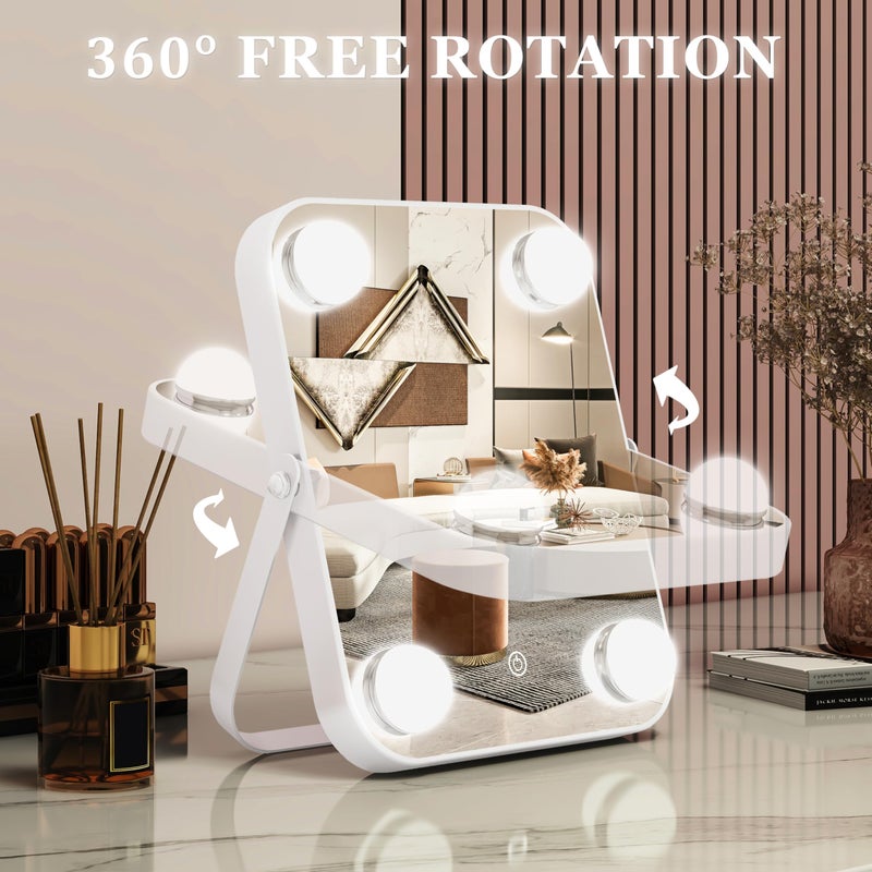 Rolove 8""X10"" Lighted Vanity Mirror Makeup Mirror With Light Dimmable Touch Screen Portable Travel Mirror With U-Shaped Bracket Cosmetic Mirror With Lights For Makeup Desk & Dressing Room - Image 5