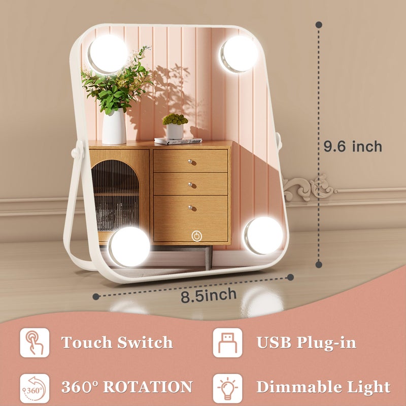 Rolove 8""X10"" Lighted Vanity Mirror Makeup Mirror With Light Dimmable Touch Screen Portable Travel Mirror With U-Shaped Bracket Cosmetic Mirror With Lights For Makeup Desk & Dressing Room - Image 4