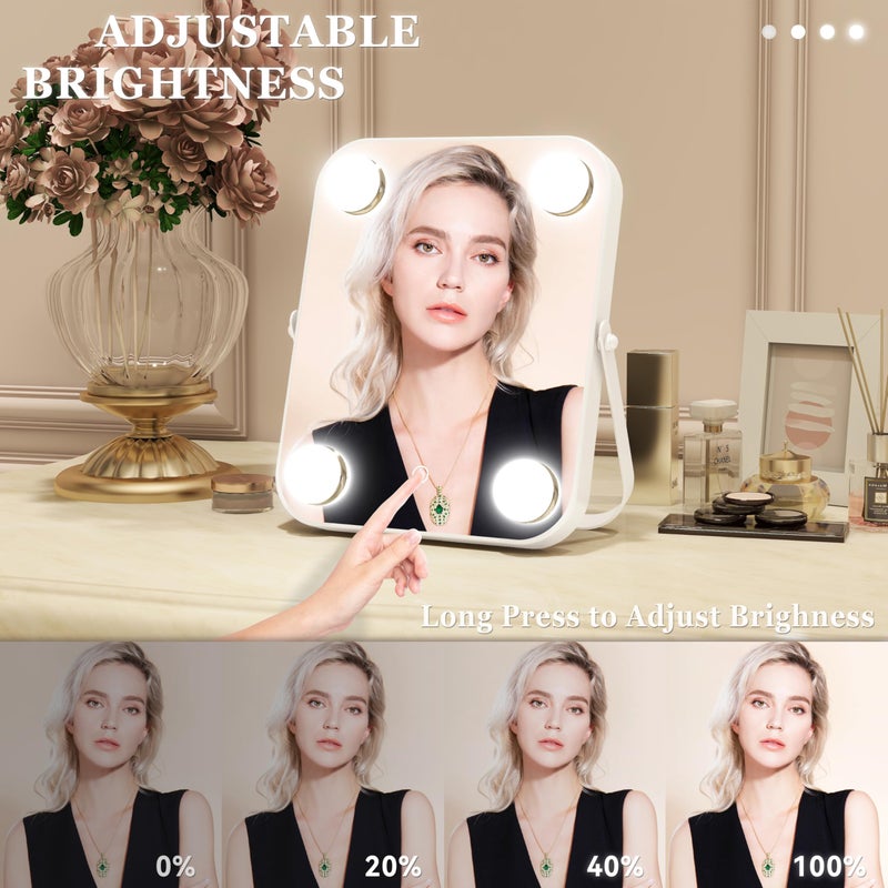 Rolove 8""X10"" Lighted Vanity Mirror Makeup Mirror With Light Dimmable Touch Screen Portable Travel Mirror With U-Shaped Bracket Cosmetic Mirror With Lights For Makeup Desk & Dressing Room - Image 3