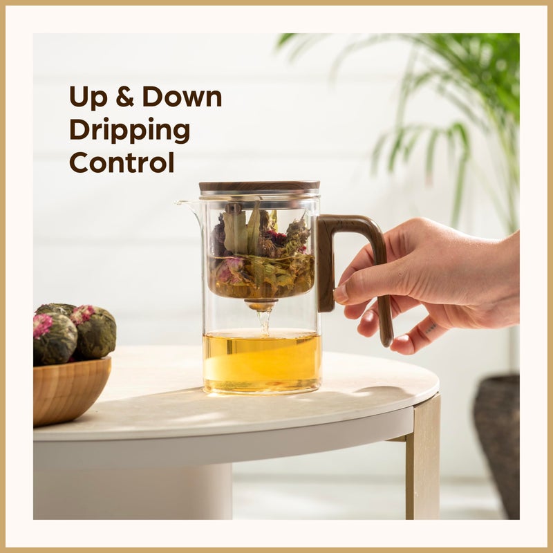 WOLTBLOOM Enchanti Tea Pot - Modern Glass Infuser Teapot - Water Separation Magic Teapot with Heat-Resistant Handle - Elegant Gift Box & Writable Card - Perfect for Loose Leaf Tea - 600 ML (20oz) - Image 4