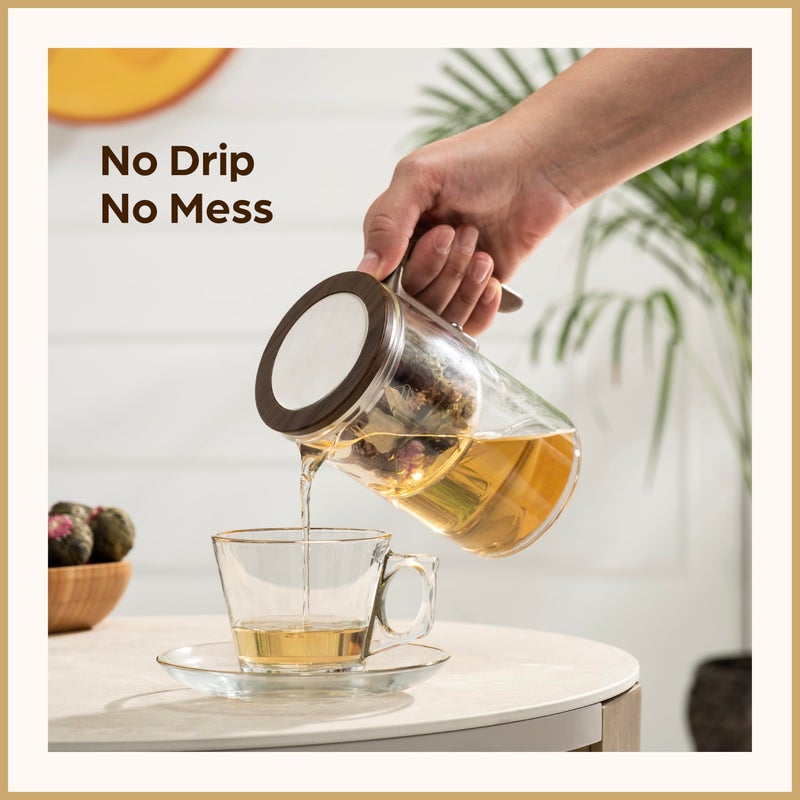 WOLTBLOOM Enchanti Tea Pot - Modern Glass Infuser Teapot - Water Separation Magic Teapot with Heat-Resistant Handle - Elegant Gift Box & Writable Card - Perfect for Loose Leaf Tea - 600 ML (20oz) - Image 5