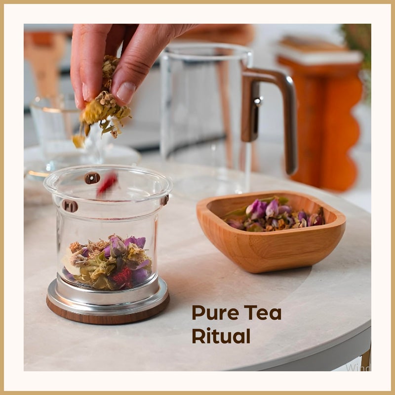 WOLTBLOOM Enchanti Tea Pot - Modern Glass Infuser Teapot - Water Separation Magic Teapot with Heat-Resistant Handle - Elegant Gift Box & Writable Card - Perfect for Loose Leaf Tea - 600 ML (20oz) - Image 2