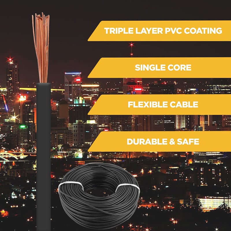 KLICK KLICK Copper Wire with Triple Layer PVC Coating Single Core Flexible Electric Cable for Domestic Industrial Connections 25 mm 90m Long Black 3 Pcs  - Image 3