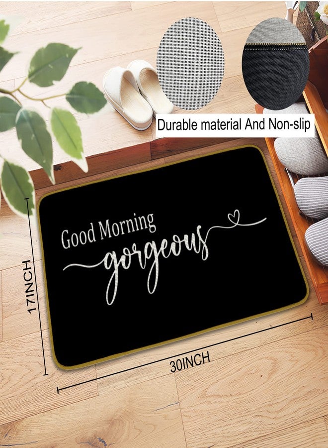 Burosev Good Morning Gorgeous, Hello There Handsome Bath Decorative Doormat, Funny Couple Wedding Gifts Farmhouse Decor for Home Indoor Front Bathroom Non Slip Bath Door Mat Set of 2 (17 x 30 Inch) - Image 4