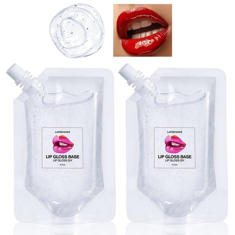 Eakroo 2Pcs Moisturize Lip Gloss Base Oil Material Makeup Primers, Non-Stick Lip Gloss Clear Primer for DIY Handmade Lip Oil Lip Plumper Lip Gloss Making Kit Supplies -100g (2Pack 100ml) - Image 1