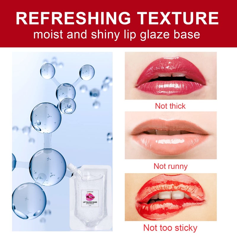 Eakroo 2Pcs Moisturize Lip Gloss Base Oil Material Makeup Primers, Non-Stick Lip Gloss Clear Primer for DIY Handmade Lip Oil Lip Plumper Lip Gloss Making Kit Supplies -100g (2Pack 100ml) - Image 2