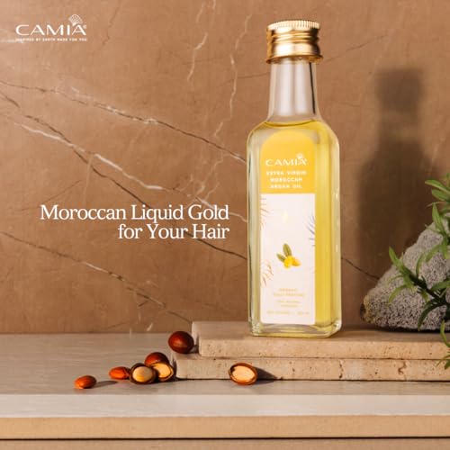 CAMIA - Organic Moroccan Argan Oil for Skin & Hair | Premium Extra Virgin Cold Pressed Oil, 100% Natural | Argan Oil Improves Skin & Hair Elasticity & Provides Intense Hydration | 100 ML Glass Bottle - Image 2