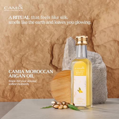 CAMIA - Organic Moroccan Argan Oil for Skin & Hair | Premium Extra Virgin Cold Pressed Oil, 100% Natural | Argan Oil Improves Skin & Hair Elasticity & Provides Intense Hydration | 100 ML Glass Bottle - Image 3