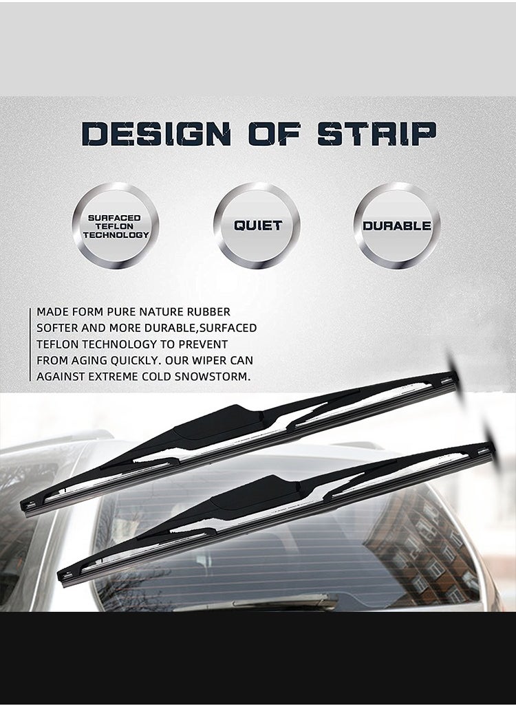 Mr Smart Rear Windshield Wiper Blade, All-Weather, No Streaks, Universal 5-Adapter Kit