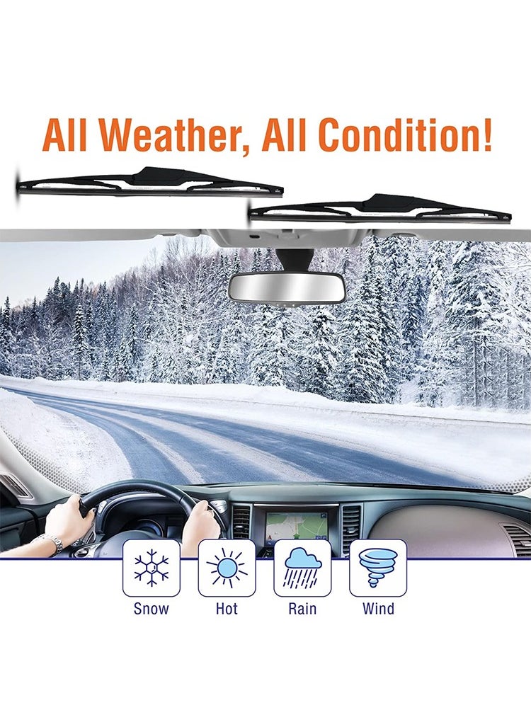 Mr Smart Rear Windshield Wiper Blade, All-Weather, No Streaks, Universal 5-Adapter Kit