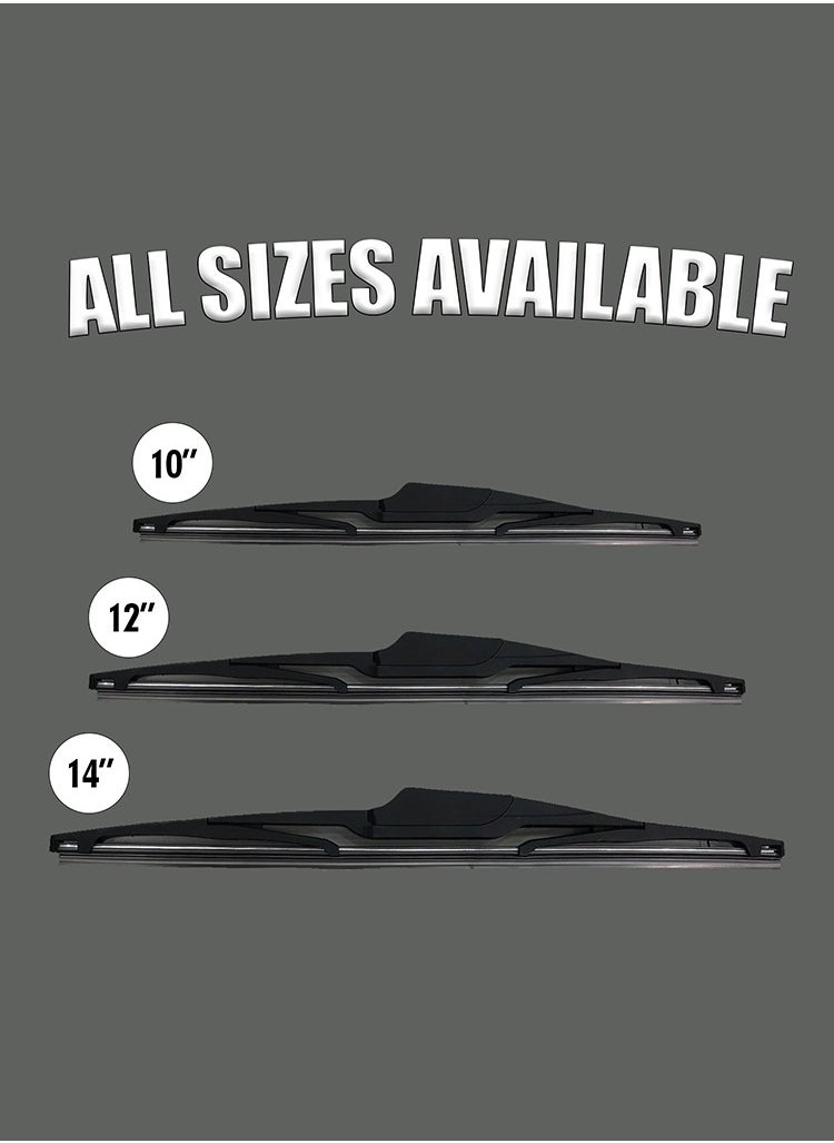 Mr Smart Rear Windshield Wiper Blade, All-Weather, No Streaks, Universal 5-Adapter Kit