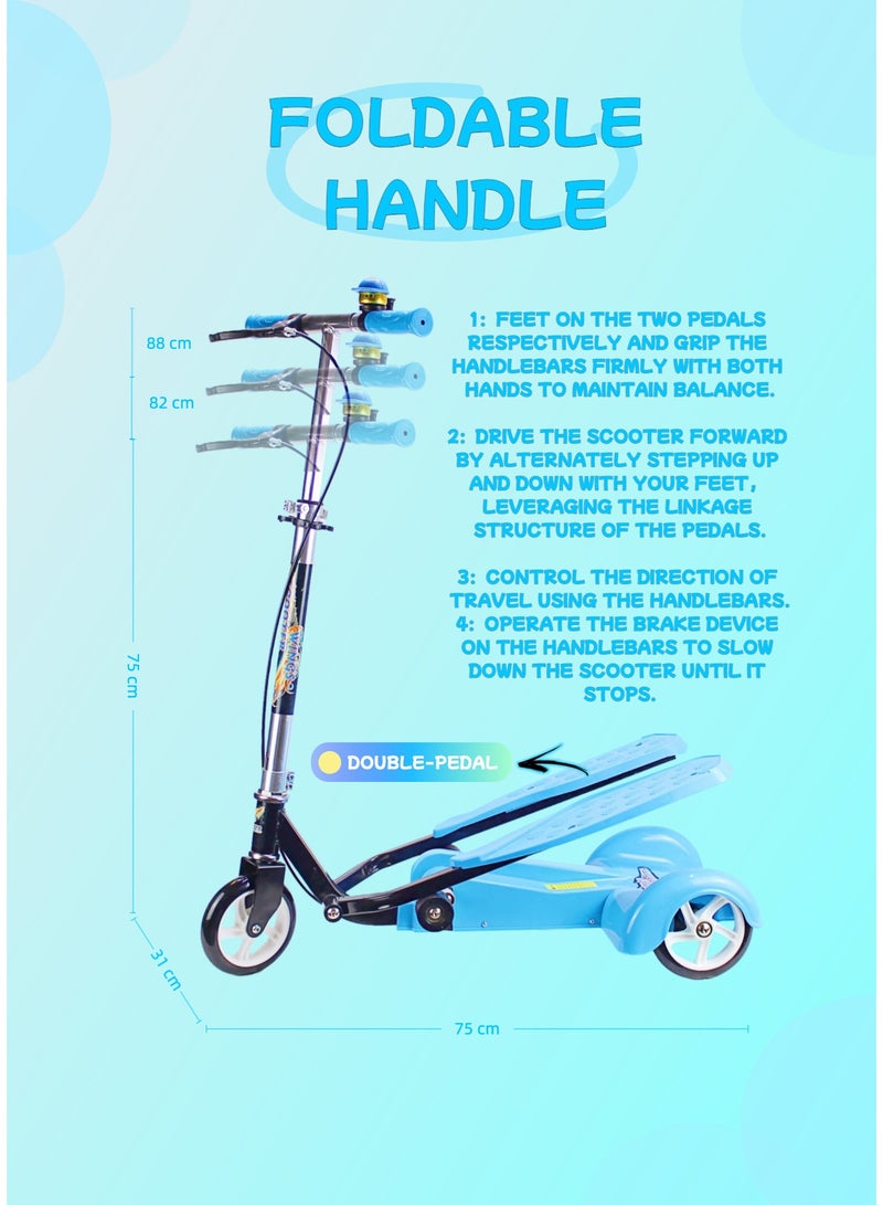 EASY FUTURE Adjustable and Foldable Handlebar 3-Wheel Kick Scooter for Kids – Smart Dual Pedal Scooter for Boys & Girls - Image 2