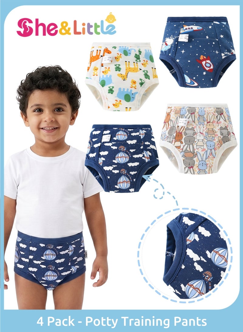4 Pack Potty Training Pants, Cotton, Reusable u0026 Breathable Training Underwear for Toddler Boys and Girls - Image 1
