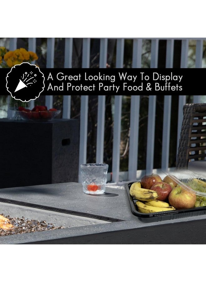 TRAYA Pack of 10 Serving Tray with lid - Reusable Catering Trays with Lids 13inch Long for Meal Prep, Cakes, Treats and Sandwiches (13 * 2.7 * 9.4inch) - Image 5