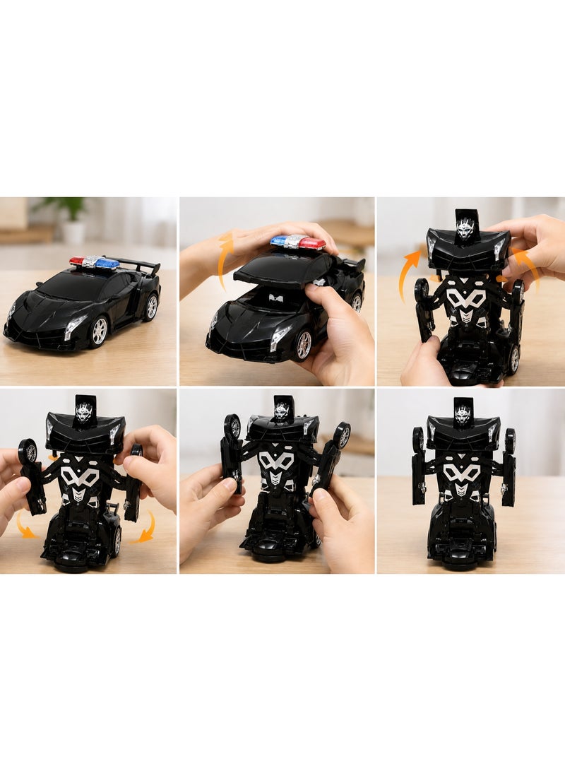 vGRASSP 2-in-1 Transforming Robot Car Toy, One-Touch Sports Car to Robot Transformation with Light and Sound Effects, Interactive Entertainment Vehicle, 20 x 6 x 6 cm, Black - Image 5